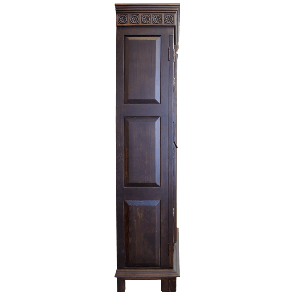 Side view of Santa Fe 3 armoire showing solid wood panels and transitional design