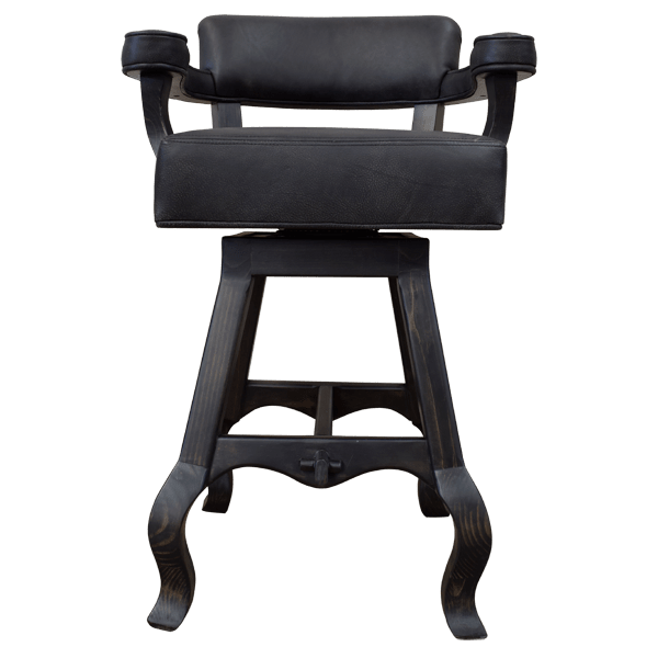 Front view of Rio Grande 3 bar stool with adjustable lumbar backrest and double-stitched full grain leather