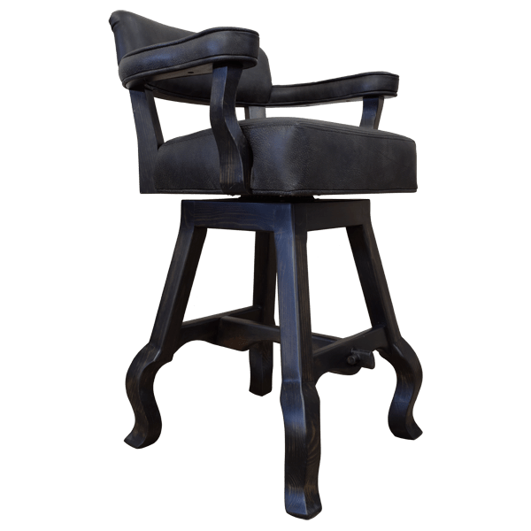 Semi-frontal view of Rio Grande 3 bar stool with sleek French-inspired lines and plush cushioning
