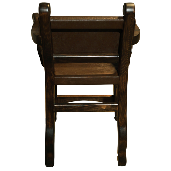 Back view of Colonial 3 bar stool with cowhide backrest and high back wood crossbar