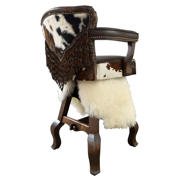 Rear three-quarter view of Willy 5 bar stool with cowhide and crocodile leather backrest