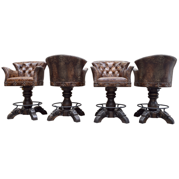 Set of four El Guapo 3 bar stools with alternating front and rear views