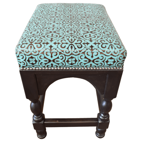 Elevated side view of barstool with full-grain leather and swivel seat