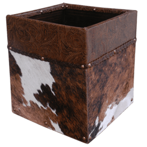 Papelera Customizable solid wood trash can upholstered in leather and with embedded tack 100% customizable acc69